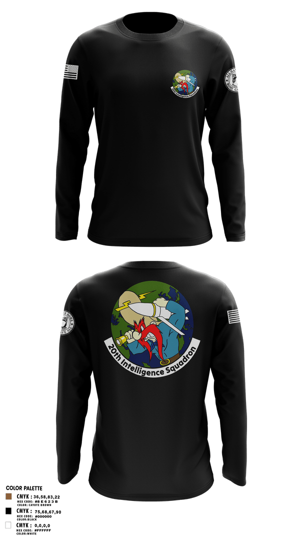 Long Sleeve Performance Polo, 20th Intelligence Squadron, Air Force, Teamtime, Team time, sublimation, custom sports apparel, team uniforms, spirit wear, spiritwear, sports uniforms, custom shirts, team store, custom team store, fundraiser sports, apparel fundraiser