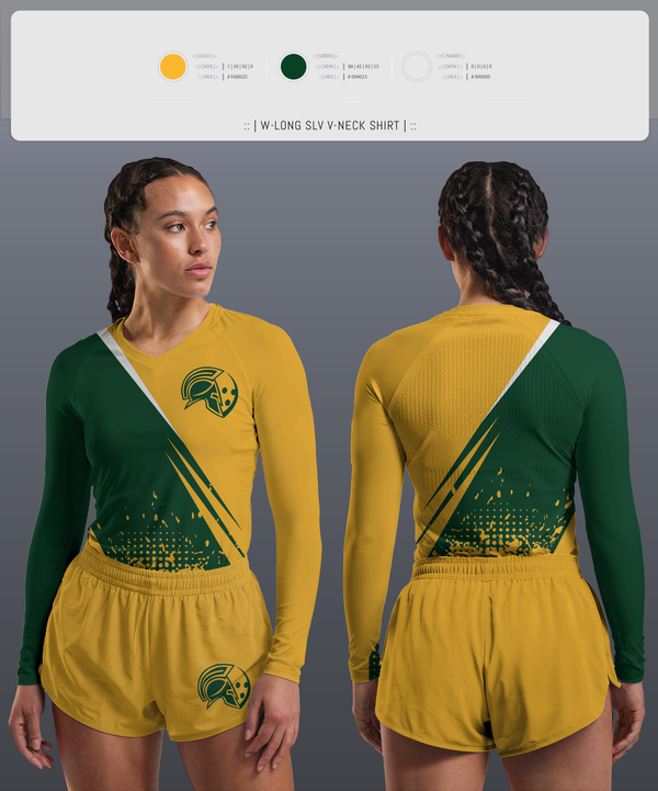 Womens Long Sleeve Vneck Shirt, Glenbrook North Spartan Bowling, Bowling, Teamtime, Team time, sublimation, custom sports apparel, team uniforms, spirit wear, spiritwear, sports uniforms, custom shirts, team store, custom team store, fundraiser sports, apparel fundraiser