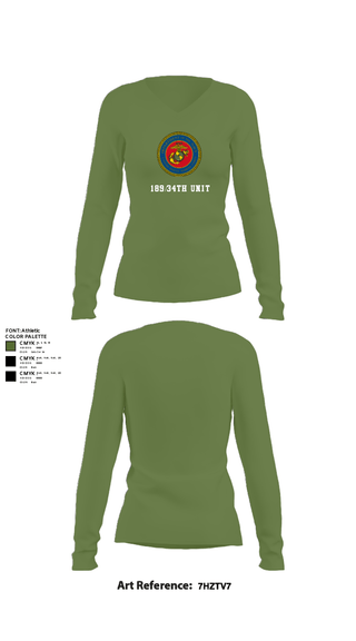 Women's Long Sleeve Vneck Shirt, 189/34th unit, Marines, Teamtime, Team time, sublimation, custom sports apparel, team uniforms, spirit wear, spiritwear, sports uniforms, custom shirts, team store, custom team store, fundraiser sports, apparel fundraiser