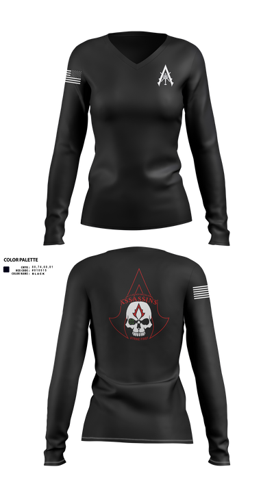 A Co. 1-3 AB 9856173 Women's Long Sleeve V-neck Shirt - 120