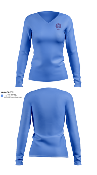 Womens Long Sleeve Vneck Shirt, Lucky Palm Lighting, , Teamtime, Team time, sublimation, custom sports apparel, team uniforms, spirit wear, spiritwear, sports uniforms, custom shirts, team store, custom team store, fundraiser sports, apparel fundraiser