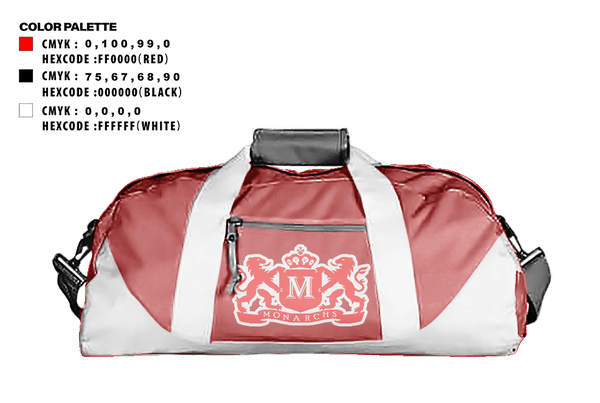 Duffle Bag, Monarchs, Women's Soccer, Teamtime, Team time, sublimation, custom sports apparel, team uniforms, spirit wear, spiritwear, sports uniforms, custom shirts, team store, custom team store, fundraiser sports, apparel fundraiser