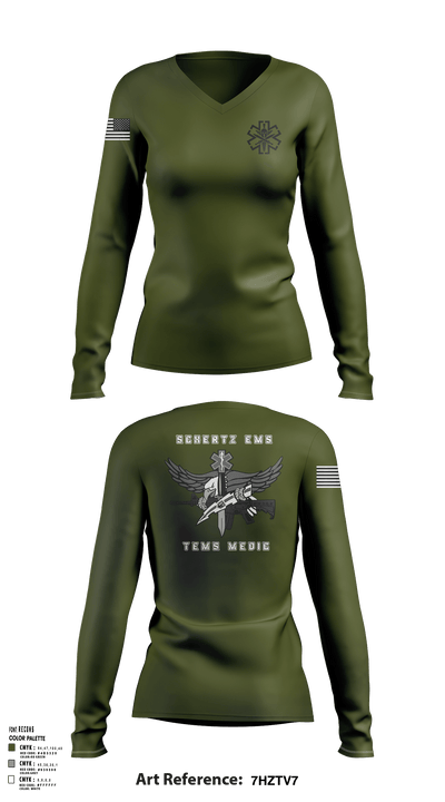 Schertz SWAT 48439829 Women's Long Sleeve V-neck Shirt -1 7