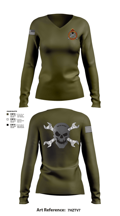758th SMC 429395 Women's Long Sleeve V-neck Shirt - 1