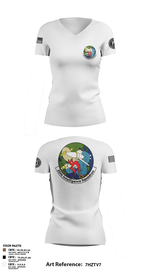 Womens Short Sleeve Vneck Shirt, 20th Intelligence Squadron, Air Force, Teamtime, Team time, sublimation, custom sports apparel, team uniforms, spirit wear, spiritwear, sports uniforms, custom shirts, team store, custom team store, fundraiser sports, apparel fundraiser