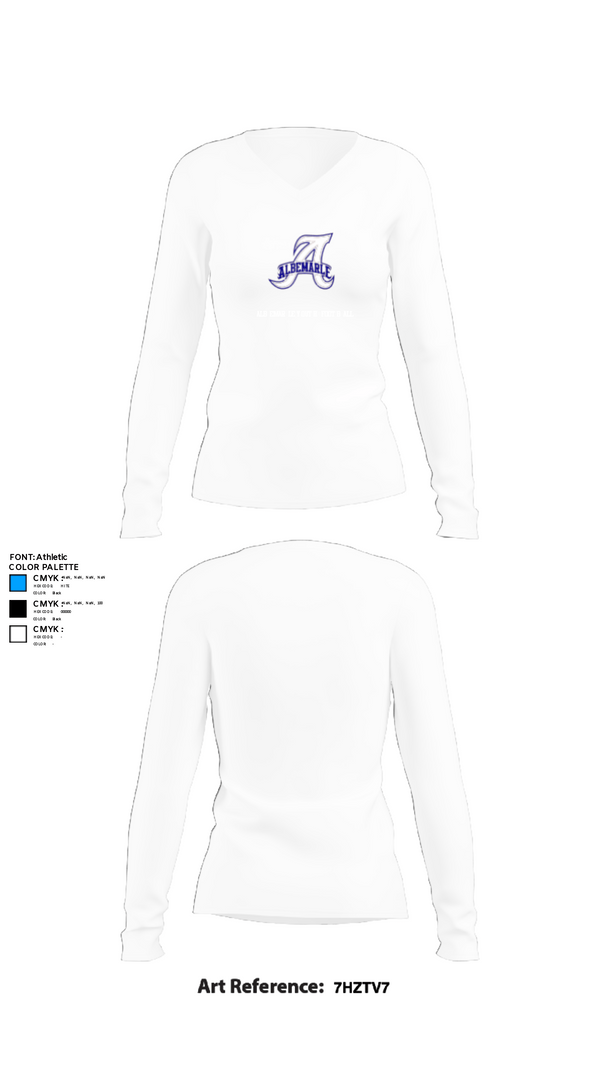 Women's Long Sleeve Vneck Shirt, Albemarle Youth Football, Football, Teamtime, Team time, sublimation, custom sports apparel, team uniforms, spirit wear, spiritwear, sports uniforms, custom shirts, team store, custom team store, fundraiser sports, apparel fundraiser