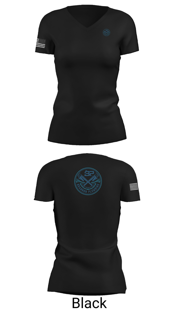 Womens Short Sleeve Vneck Shirt, Brannon Plumbing & Construction, , Teamtime, Team time, sublimation, custom sports apparel, team uniforms, spirit wear, spiritwear, sports uniforms, custom shirts, team store, custom team store, fundraiser sports, apparel fundraiser