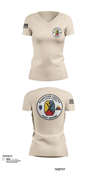 Fort moore 23614259 Women's Short Sleeve V-neck Shirt - 102