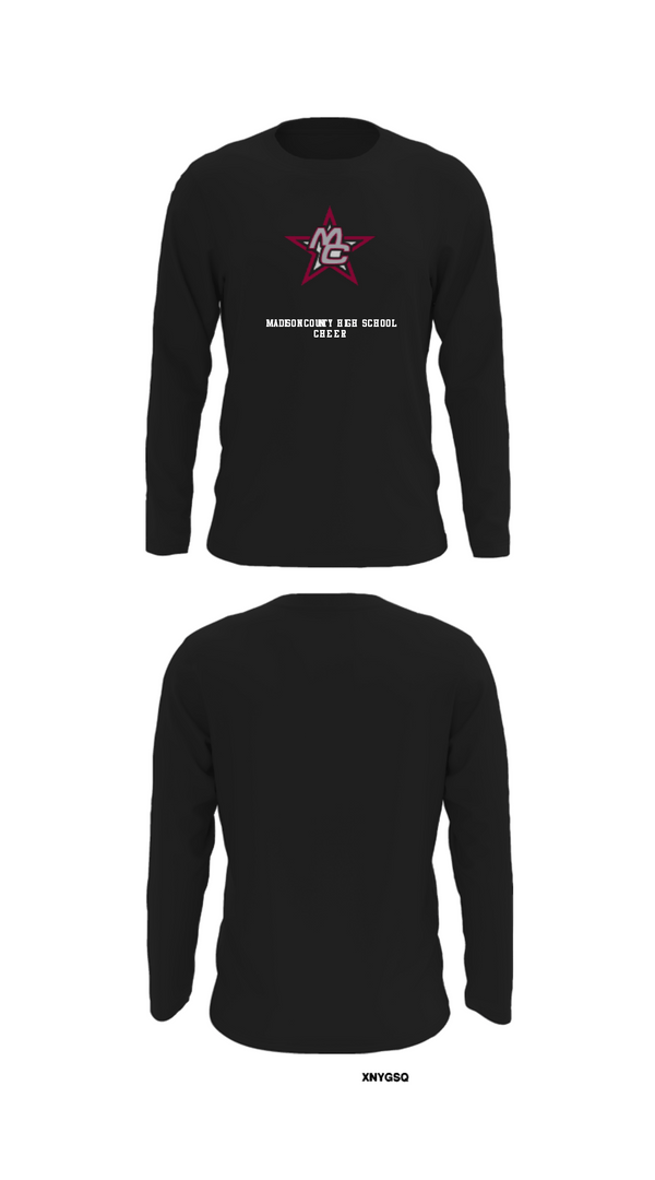 Long Sleeve Performance Shirt, Madison County High School Cheer, Cheer, Teamtime, Team time, sublimation, custom sports apparel, team uniforms, spirit wear, spiritwear, sports uniforms, custom shirts, team store, custom team store, fundraiser sports, apparel fundraiser
