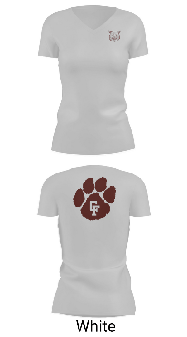 Women's Short Sleeve Vneck Shirt, Cy-Fair High School Track, Track & Field, Teamtime, Team time, sublimation, custom sports apparel, team uniforms, spirit wear, spiritwear, sports uniforms, custom shirts, team store, custom team store, fundraiser sports, apparel fundraiser