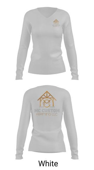 Womens Long Sleeve Vneck Shirt, MC CUSTOM FRAMING LLC, , Teamtime, Team time, sublimation, custom sports apparel, team uniforms, spirit wear, spiritwear, sports uniforms, custom shirts, team store, custom team store, fundraiser sports, apparel fundraiser