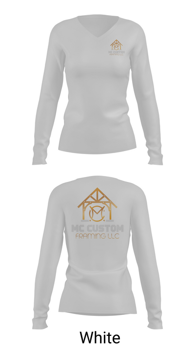 MC CUSTOM FRAMING LLC 87834909 Women's Long Sleeve V-neck Shirt - 16