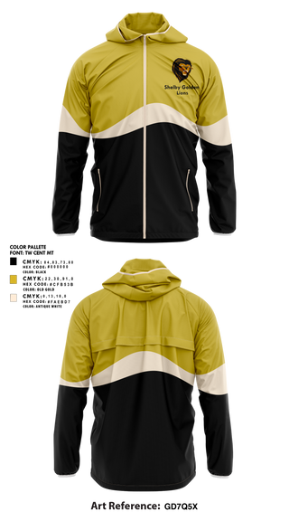 Windbreaker, Shelby Golden Lions, Track & Field, Teamtime, Team time, sublimation, custom sports apparel, team uniforms, spirit wear, spiritwear, sports uniforms, custom shirts, team store, custom team store, fundraiser sports, apparel fundraiser