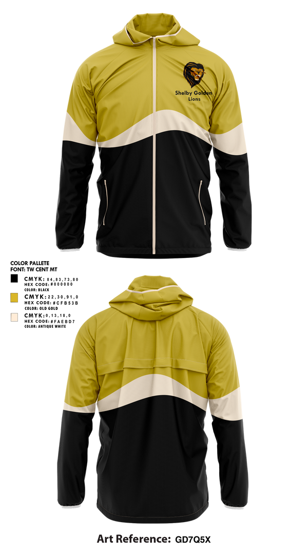 Windbreaker, Shelby Golden Lions, Track & Field, Teamtime, Team time, sublimation, custom sports apparel, team uniforms, spirit wear, spiritwear, sports uniforms, custom shirts, team store, custom team store, fundraiser sports, apparel fundraiser