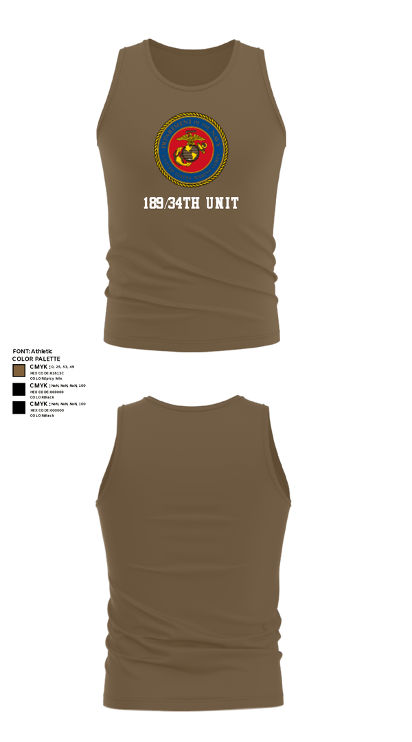 Tank Top, 189/34th unit, Marines, Teamtime, Team time, sublimation, custom sports apparel, team uniforms, spirit wear, spiritwear, sports uniforms, custom shirts, team store, custom team store, fundraiser sports, apparel fundraiser