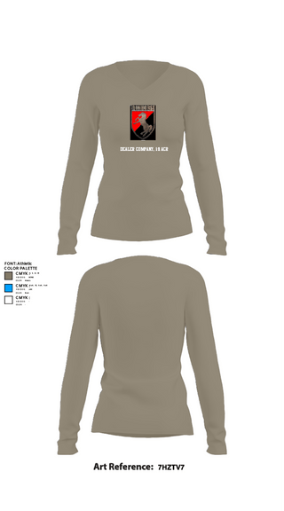 Womens Long Sleeve Vneck Shirt, Dealer Company, 1/11 ACR, Army, Teamtime, Team time, sublimation, custom sports apparel, team uniforms, spirit wear, spiritwear, sports uniforms, custom shirts, team store, custom team store, fundraiser sports, apparel fundraiser