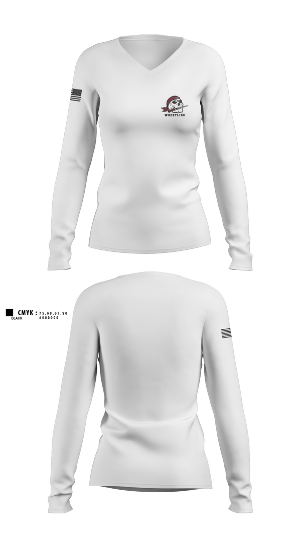 Womens Long Sleeve Vneck Shirt 1, Braden River High School Wrestling, Wrestling, Teamtime, Team time, sublimation, custom sports apparel, team uniforms, spirit wear, spiritwear, sports uniforms, custom shirts, team store, custom team store, fundraiser sports, apparel fundraiser