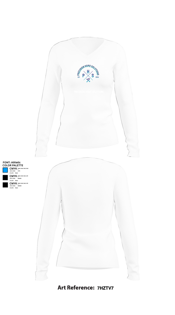 Womens Long Sleeve Vneck Shirt, Precision home solutions, , Teamtime, Team time, sublimation, custom sports apparel, team uniforms, spirit wear, spiritwear, sports uniforms, custom shirts, team store, custom team store, fundraiser sports, apparel fundraiser