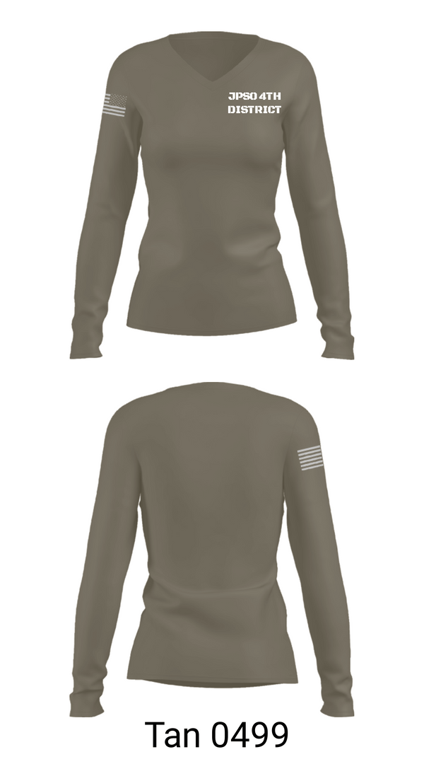 Womens Long Sleeve Vneck Shirt, JPSO 4TH DISTRICT, Police, Teamtime, Team time, sublimation, custom sports apparel, team uniforms, spirit wear, spiritwear, sports uniforms, custom shirts, team store, custom team store, fundraiser sports, apparel fundraiser