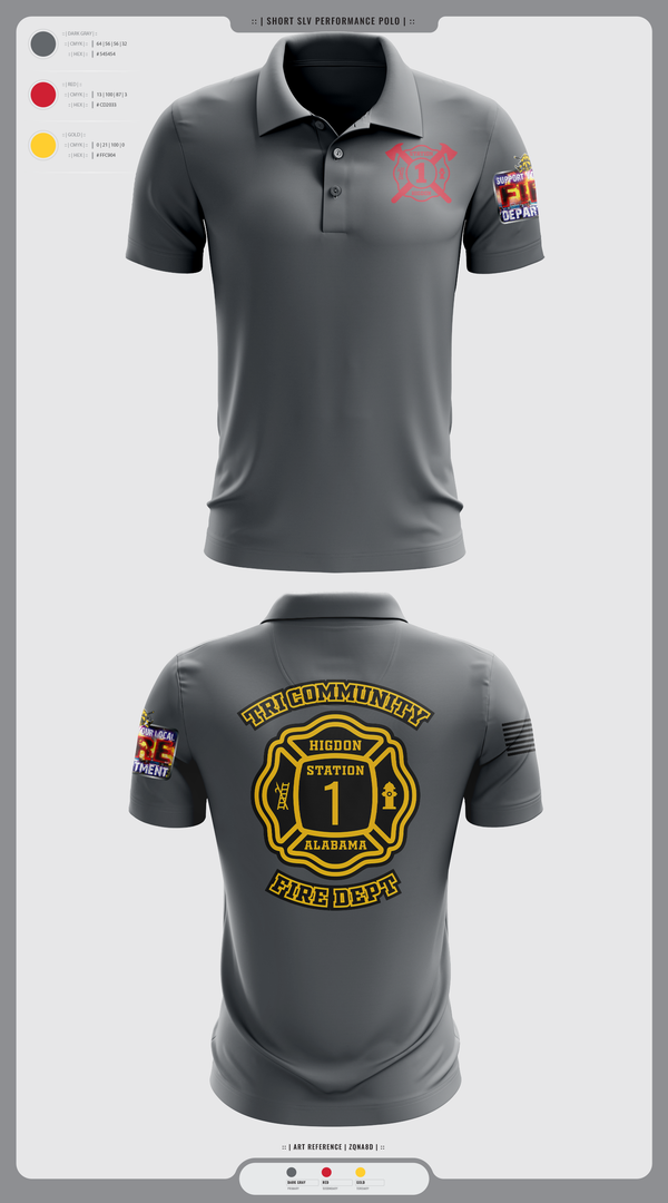 Short Sleeve Performance Polo, Tri-Community fire, Fire Department, Teamtime, Team time, sublimation, custom sports apparel, team uniforms, spirit wear, spiritwear, sports uniforms, custom shirts, team store, custom team store, fundraiser sports, apparel fundraiser