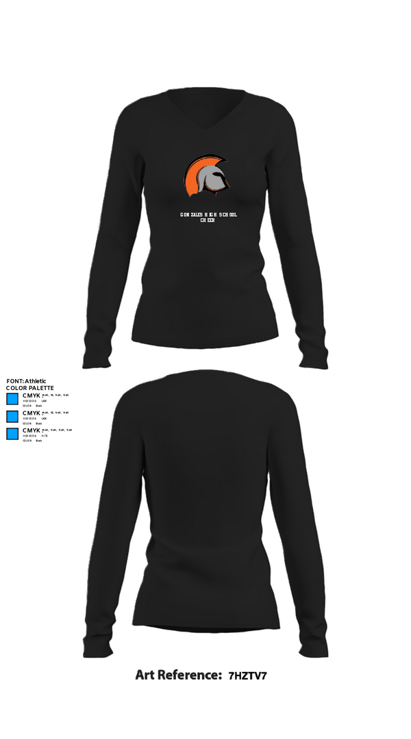 Womens Long Sleeve Vneck Shirt, Gonzales High School Cheer, Cheer, Teamtime, Team time, sublimation, custom sports apparel, team uniforms, spirit wear, spiritwear, sports uniforms, custom shirts, team store, custom team store, fundraiser sports, apparel fundraiser