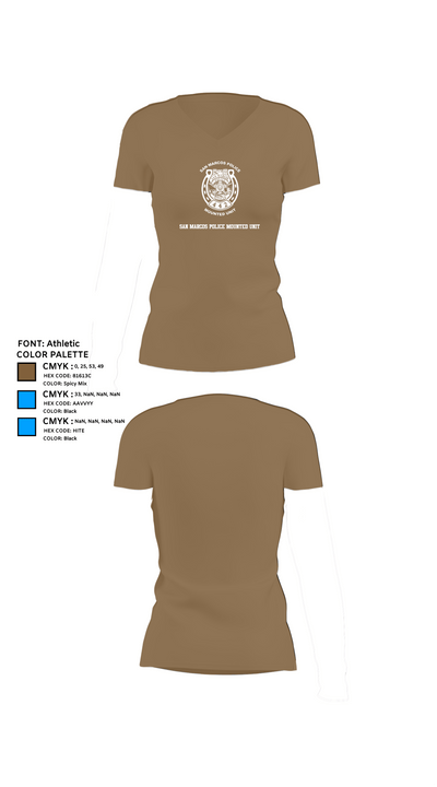 San Marcos Police Mounted Unit 48191371 Women's Short Sleeve V-neck Shirt - 4