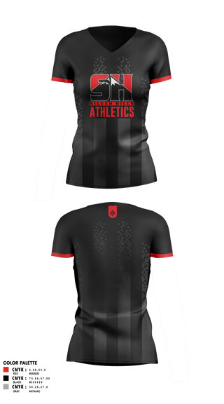 Womens Short Sleeve Vneck Shirt, Silver Hills MS, , Teamtime, Team time, sublimation, custom sports apparel, team uniforms, spirit wear, spiritwear, sports uniforms, custom shirts, team store, custom team store, fundraiser sports, apparel fundraiser