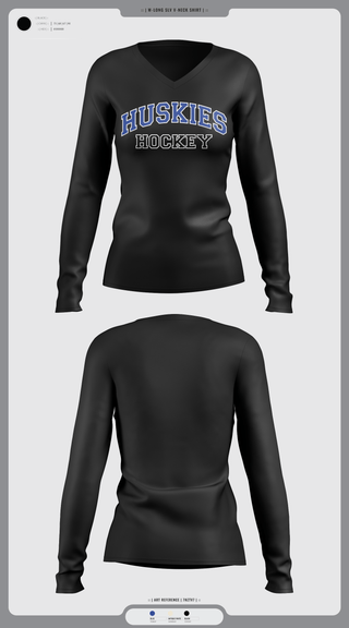 Womens Long Sleeve Vneck Shirt, HOWARD COUNTY YOUTH HOCKEY CLUB, Ice Hockey, Teamtime, Team time, sublimation, custom sports apparel, team uniforms, spirit wear, spiritwear, sports uniforms, custom shirts, team store, custom team store, fundraiser sports, apparel fundraiser
