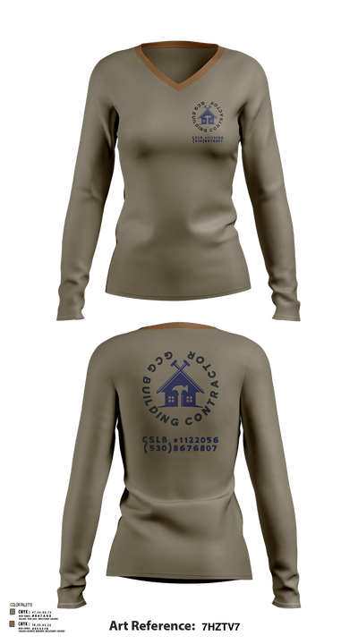 GCG BUILDING CONTRACTOR 38074769 Women's Long Sleeve V-neck Shirt -1 123