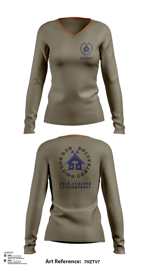 Womens Long Sleeve Vneck Shirt 1, GCG BUILDING CONTRACTOR, , Teamtime, Team time, sublimation, custom sports apparel, team uniforms, spirit wear, spiritwear, sports uniforms, custom shirts, team store, custom team store, fundraiser sports, apparel fundraiser