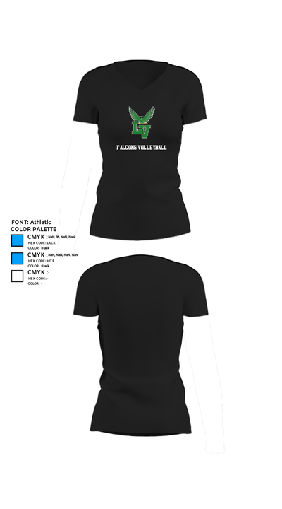 Falcons Volleyball 23896464 Women's Short Sleeve V-neck Shirt - 37