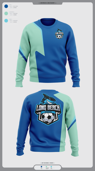 Crew Neck Sweatshirt, LB shark, Men's Soccer, Teamtime, Team time, sublimation, custom sports apparel, team uniforms, spirit wear, spiritwear, sports uniforms, custom shirts, team store, custom team store, fundraiser sports, apparel fundraiser