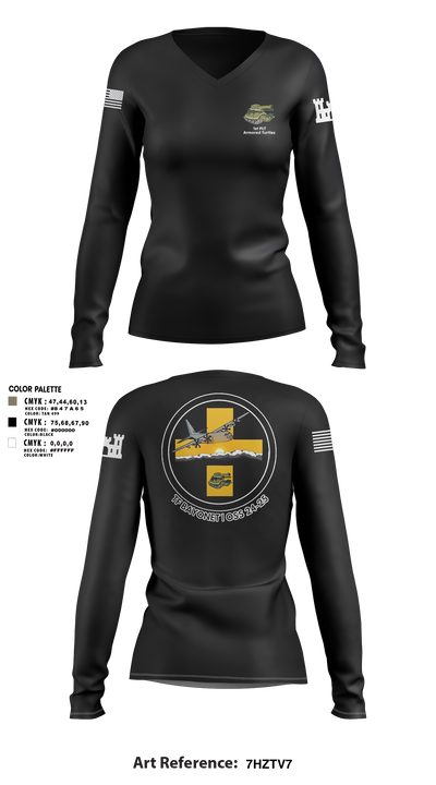 B Co 766 EN BeB 1st Platoon Armored Turtles Women's Long Sleeve V-neck Shirt - 9