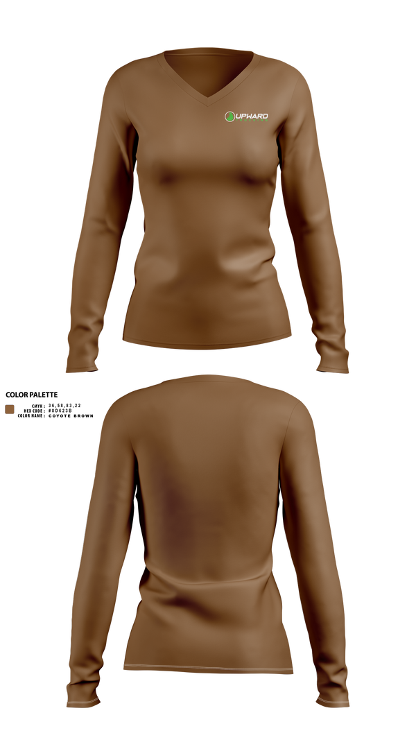 Womens Long Sleeve Vneck Shirt, Upward Trucking, , Teamtime, Team time, sublimation, custom sports apparel, team uniforms, spirit wear, spiritwear, sports uniforms, custom shirts, team store, custom team store, fundraiser sports, apparel fundraiser