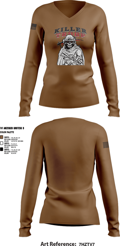 3/2CR Killer Troop 6220684 Women's Long Sleeve V-neck Shirt - 2
