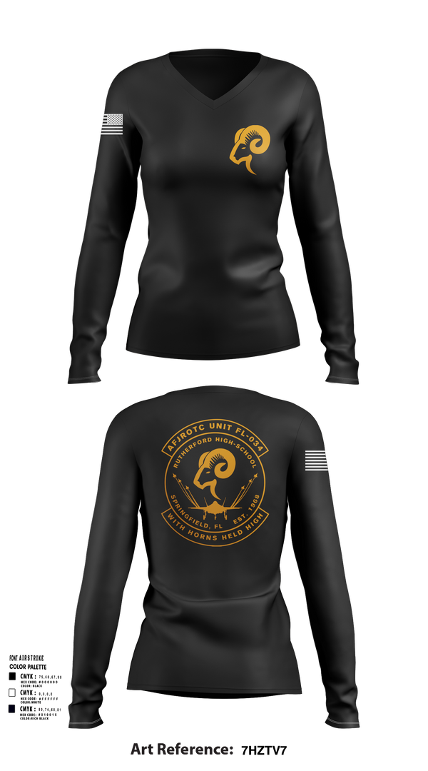 Womens Long Sleeve Vneck Shirt, AFJROTC FL-034, Air Force, Teamtime, Team time, sublimation, custom sports apparel, team uniforms, spirit wear, spiritwear, sports uniforms, custom shirts, team store, custom team store, fundraiser sports, apparel fundraiser