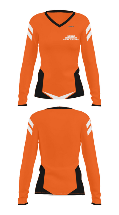 Lincoln Elementary School Softball 81544515 Women's Long Sleeve V-neck Shirt - 31