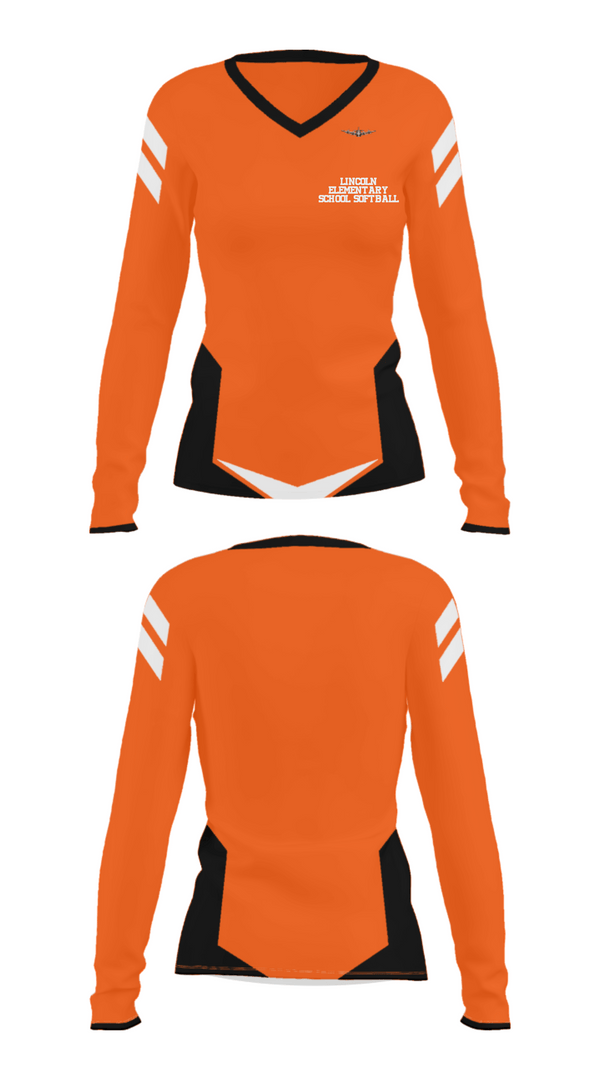 Women's Long Sleeve Vneck Shirt, Lincoln Elementary School Softball, Softball, Teamtime, Team time, sublimation, custom sports apparel, team uniforms, spirit wear, spiritwear, sports uniforms, custom shirts, team store, custom team store, fundraiser sports, apparel fundraiser