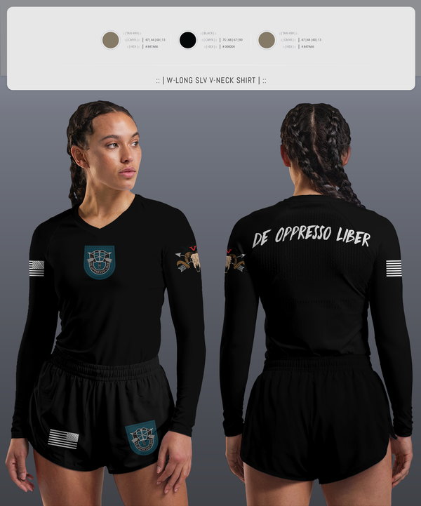 Womens Long Sleeve Vneck Shirt, 5/19th SFG, National Guard, Teamtime, Team time, sublimation, custom sports apparel, team uniforms, spirit wear, spiritwear, sports uniforms, custom shirts, team store, custom team store, fundraiser sports, apparel fundraiser
