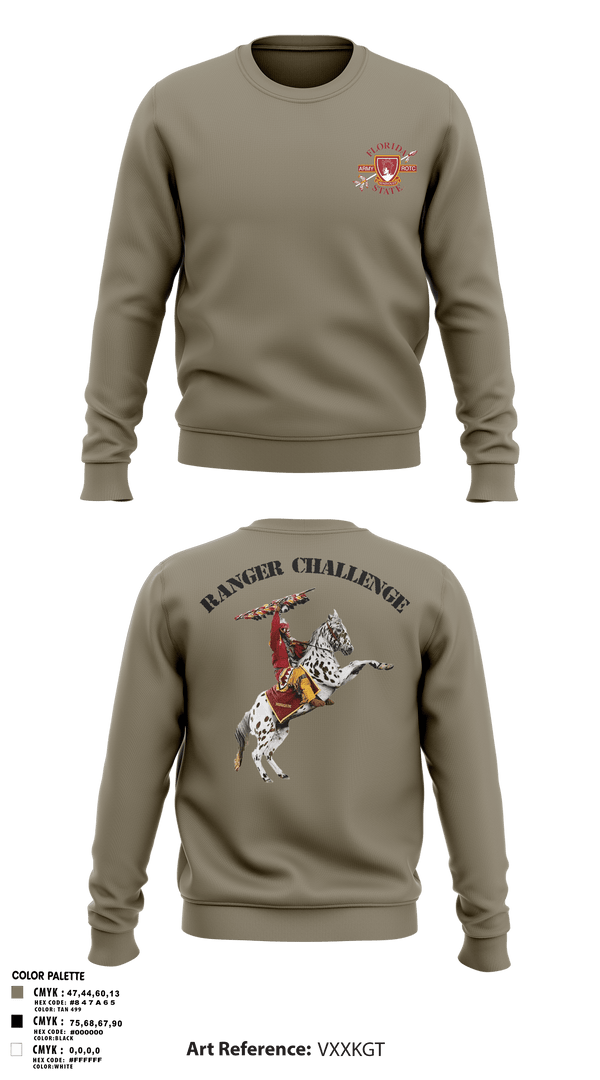 Crew Neck Sweatshirt, FSU ROTC, Army, Teamtime, Team time, sublimation, custom sports apparel, team uniforms, spirit wear, spiritwear, sports uniforms, custom shirts, team store, custom team store, fundraiser sports, apparel fundraiser