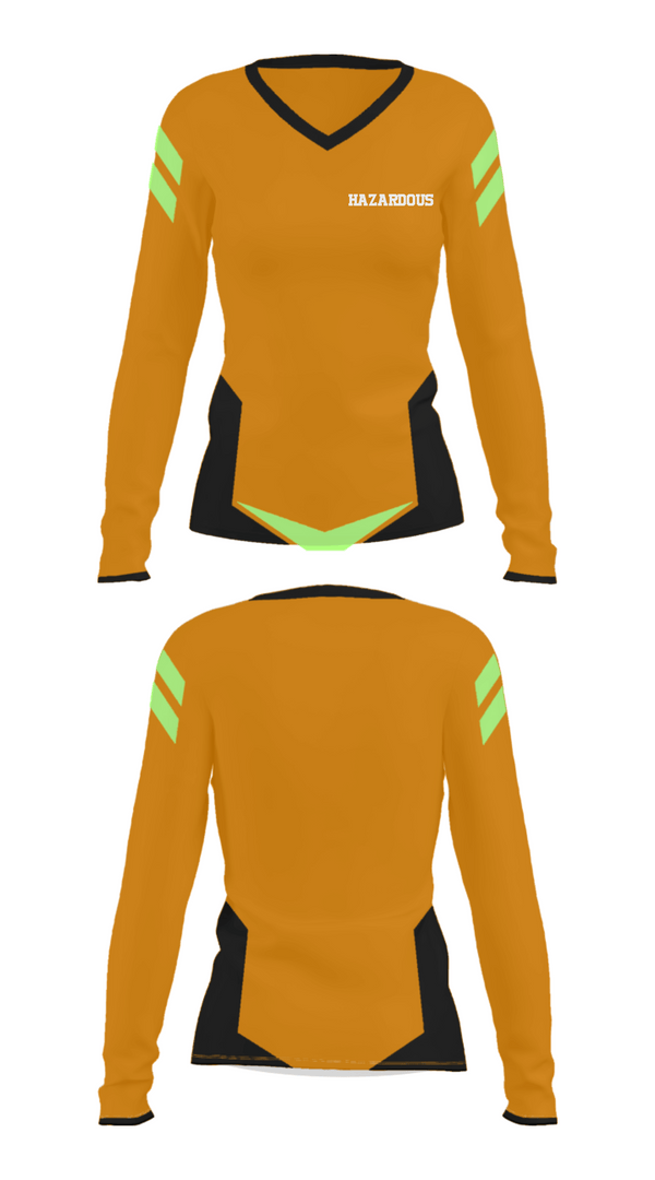 Women's Long Sleeve Vneck Shirt, Hazardous, , Teamtime, Team time, sublimation, custom sports apparel, team uniforms, spirit wear, spiritwear, sports uniforms, custom shirts, team store, custom team store, fundraiser sports, apparel fundraiser