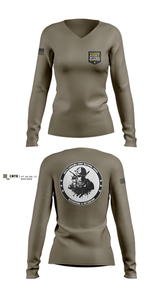 Womens Long Sleeve Vneck Shirt, Recruiting & Retention, National Guard, Teamtime, Team time, sublimation, custom sports apparel, team uniforms, spirit wear, spiritwear, sports uniforms, custom shirts, team store, custom team store, fundraiser sports, apparel fundraiser