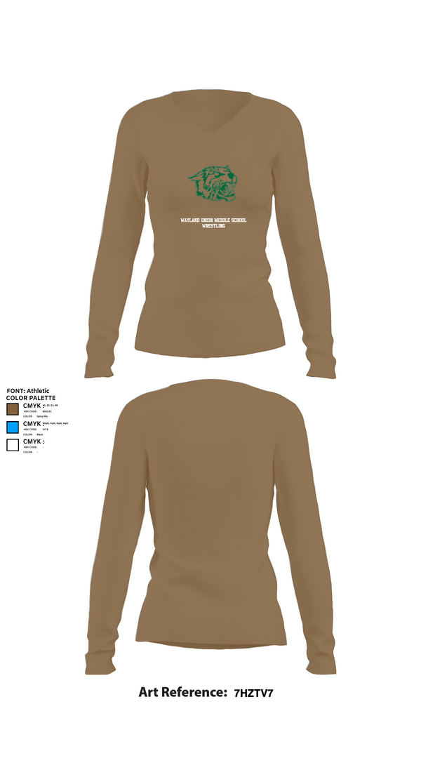 Womens Long Sleeve Vneck Shirt, Wayland Union Middle School Wrestling, Wrestling, Teamtime, Team time, sublimation, custom sports apparel, team uniforms, spirit wear, spiritwear, sports uniforms, custom shirts, team store, custom team store, fundraiser sports, apparel fundraiser