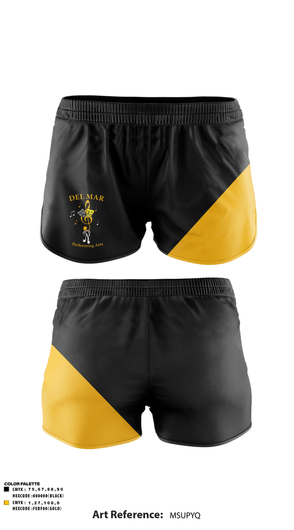 Track Shorts, Del Mar High School Band, Spirit Store, Teamtime, Team time, sublimation, custom sports apparel, team uniforms, spirit wear, spiritwear, sports uniforms, custom shirts, team store, custom team store, fundraiser sports, apparel fundraiser