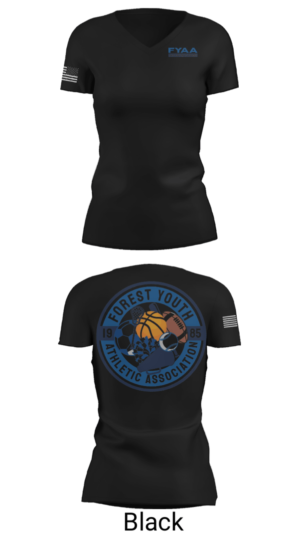 Women's Short Sleeve Vneck Shirt, Forest Youth Athletic Association Football, Football, Teamtime, Team time, sublimation, custom sports apparel, team uniforms, spirit wear, spiritwear, sports uniforms, custom shirts, team store, custom team store, fundraiser sports, apparel fundraiser