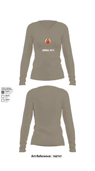Womens Long Sleeve Vneck Shirt, Animal 60’s, , Teamtime, Team time, sublimation, custom sports apparel, team uniforms, spirit wear, spiritwear, sports uniforms, custom shirts, team store, custom team store, fundraiser sports, apparel fundraiser