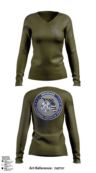 Broward Fraternal Order of Police 91005967 Women's Long Sleeve V-neck Shirt - 116