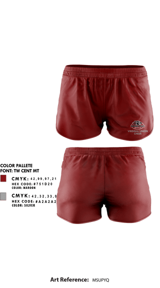 Womens Shorts, Virginia Union University Cheer, Cheer, Teamtime, Team time, sublimation, custom sports apparel, team uniforms, spirit wear, spiritwear, sports uniforms, custom shirts, team store, custom team store, fundraiser sports, apparel fundraiser
