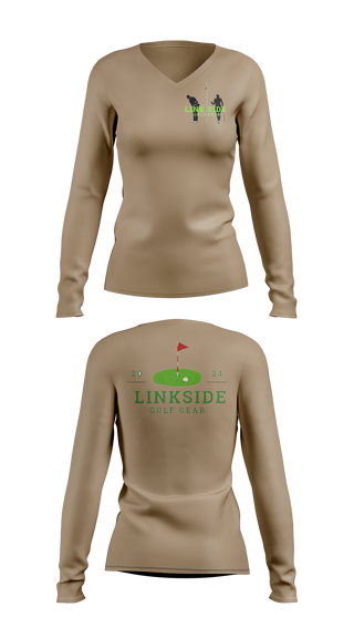 Womens Long Sleeve Vneck Shirt, On the Links Golf Co, Golf, Teamtime, Team time, sublimation, custom sports apparel, team uniforms, spirit wear, spiritwear, sports uniforms, custom shirts, team store, custom team store, fundraiser sports, apparel fundraiser