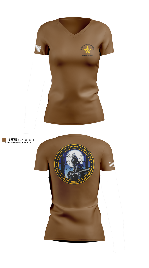 Womens Short Sleeve Vneck Shirt, USAG Fort Hunter Liggett, Army, Teamtime, Team time, sublimation, custom sports apparel, team uniforms, spirit wear, spiritwear, sports uniforms, custom shirts, team store, custom team store, fundraiser sports, apparel fundraiser
